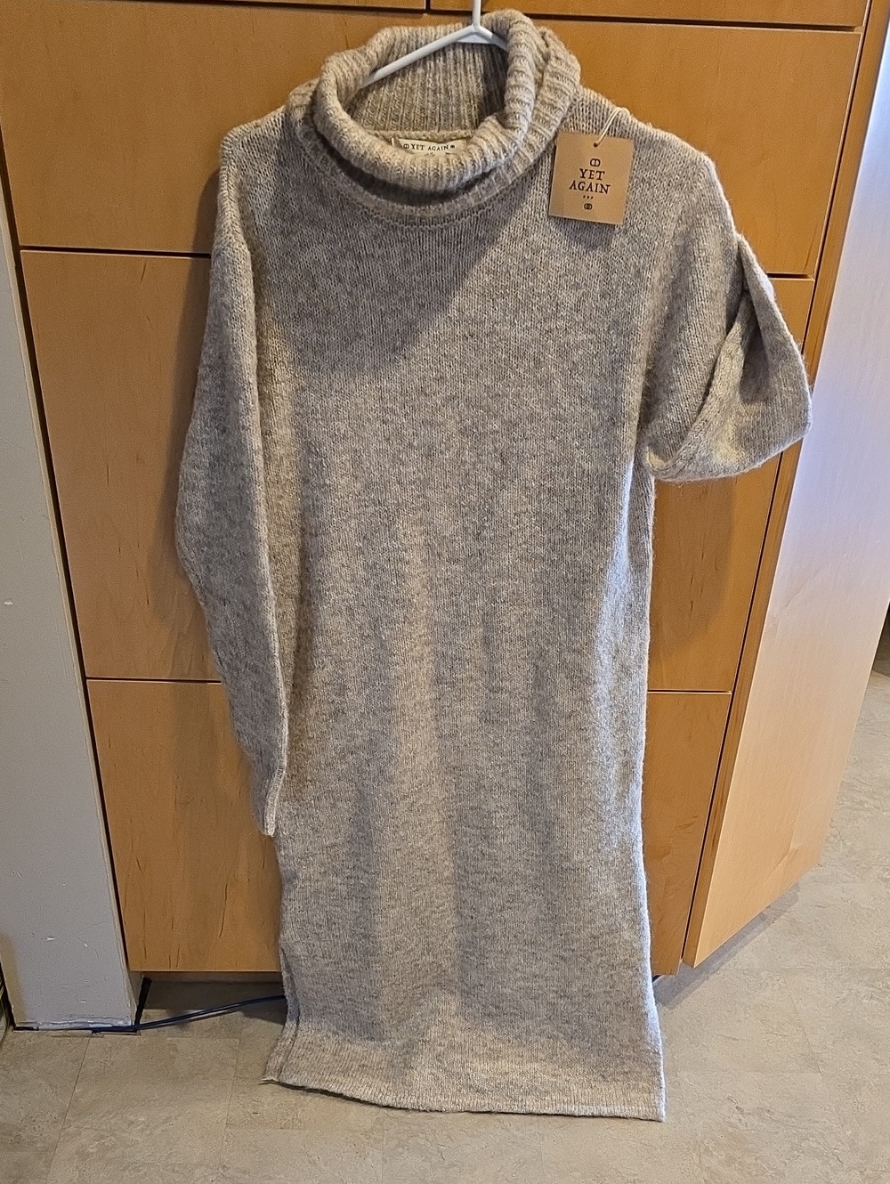 Women's Cream Turtleneck Sweater Dress